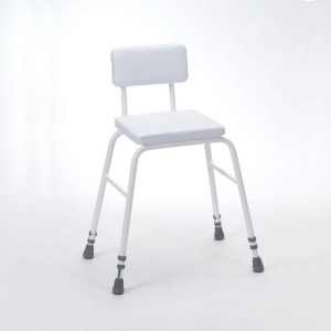 Adjustable Height Perching Stool with Padded Back (503W)