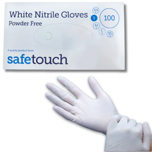 Powderfree White Nitrile Gloves - Small (pk 10 x 100)