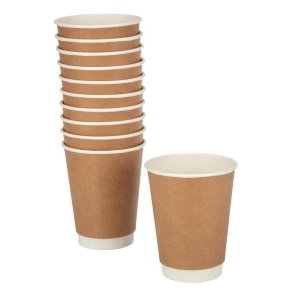 Fiesta Recyclable Coffee Cups Double Wall Kraft 340ml / 12oz (Pack of 500) [GP440]