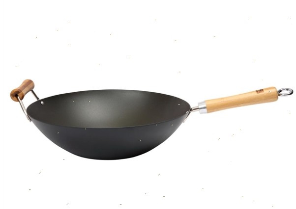 Dexam School of Wok Pre-Seasoned Carbon Steel Flat Base Wok 360mm