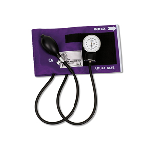 Manual Aneroid Blood Pressure Monitor BP - wt Adult cuff, pressure valve, gauge and bulb