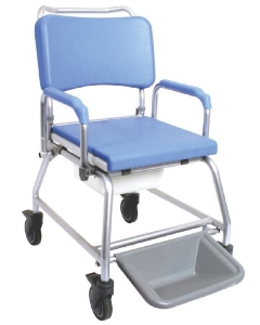 Atlantic Commode & Shower Chair 18in, with footrest and disposable pan rack