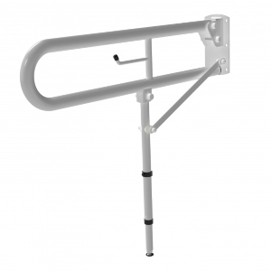 Trombone Style Hinged Grab Rail with Leg Support 800mm White