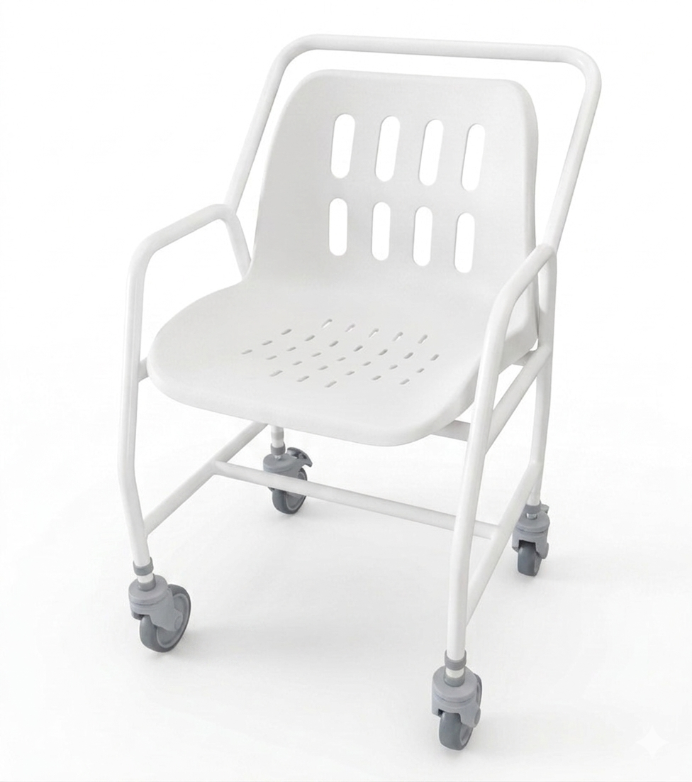 Mobile Shower Chair, Adjustable Height, 2 brake castors 