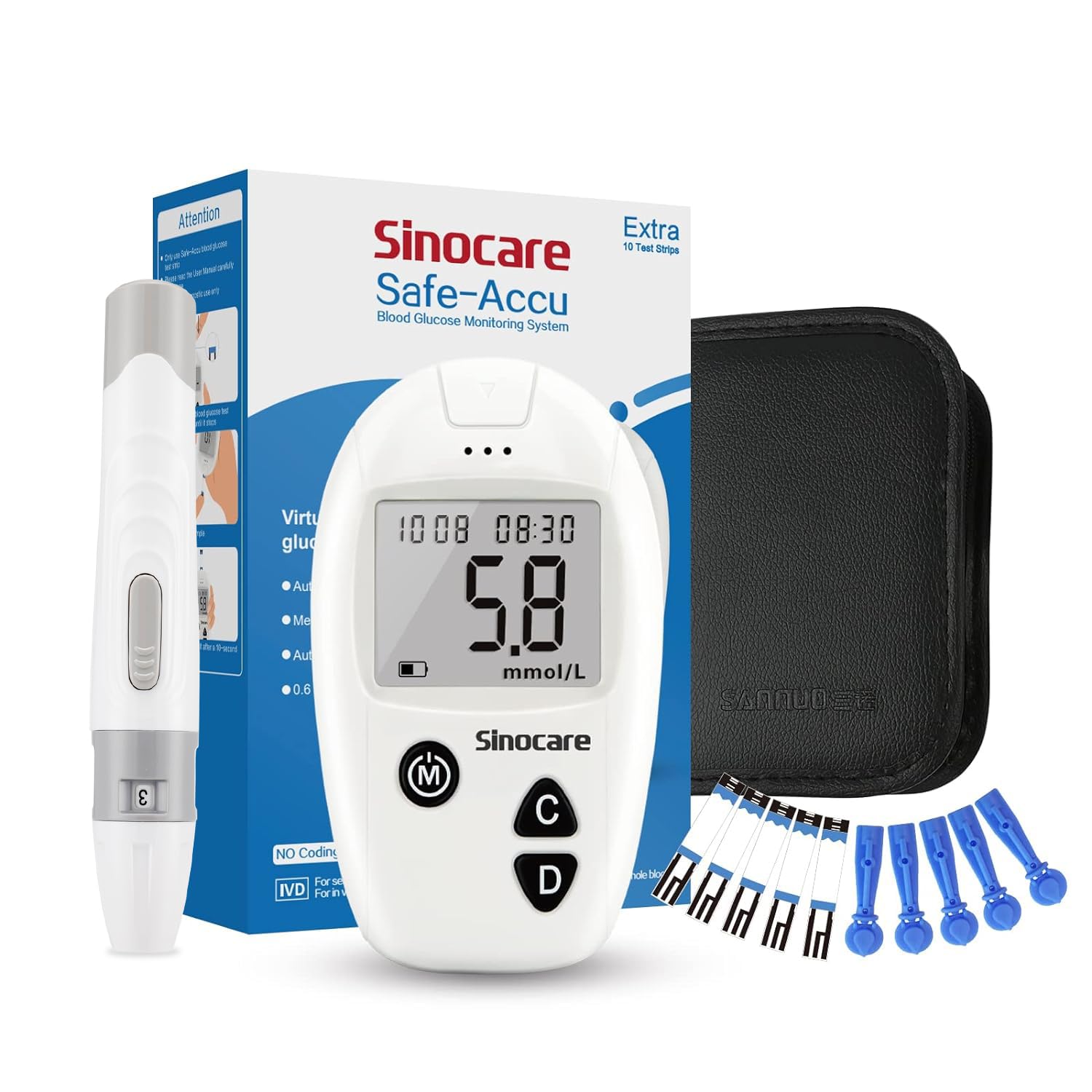 Glucose Meter Test Kit with Separated Test Strips (x10)