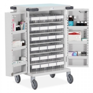 Bristol Maid [PTD/HSB/LP24] Pharmacy Trolley - Double Door - High Security Bolt Lock - x24 LP Trays