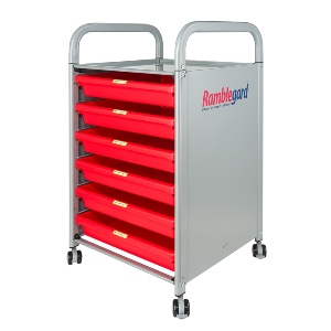 Ramblegard Storage Trolley Silver Fully Assembled - inc 6 Red Trays