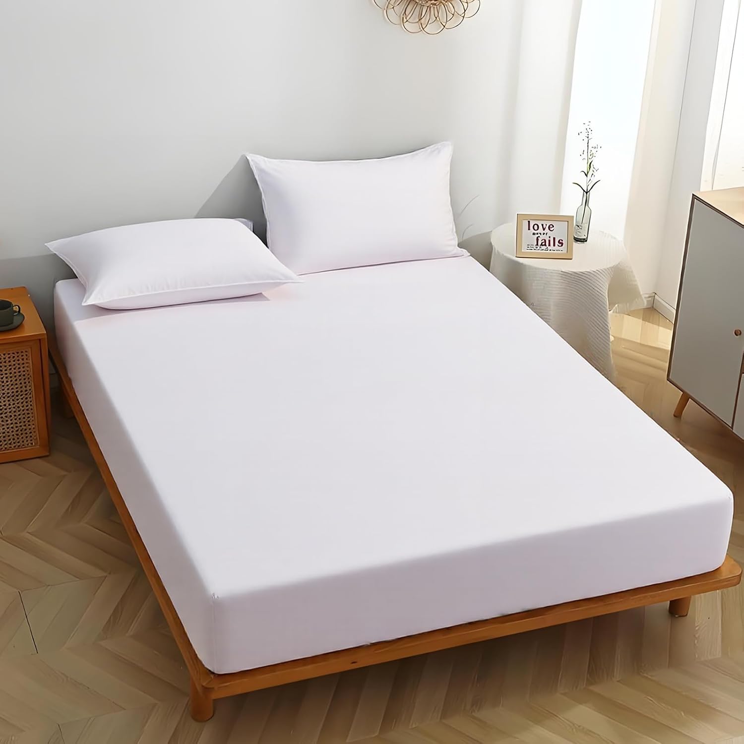 Double Bed Fitted Sheet - White