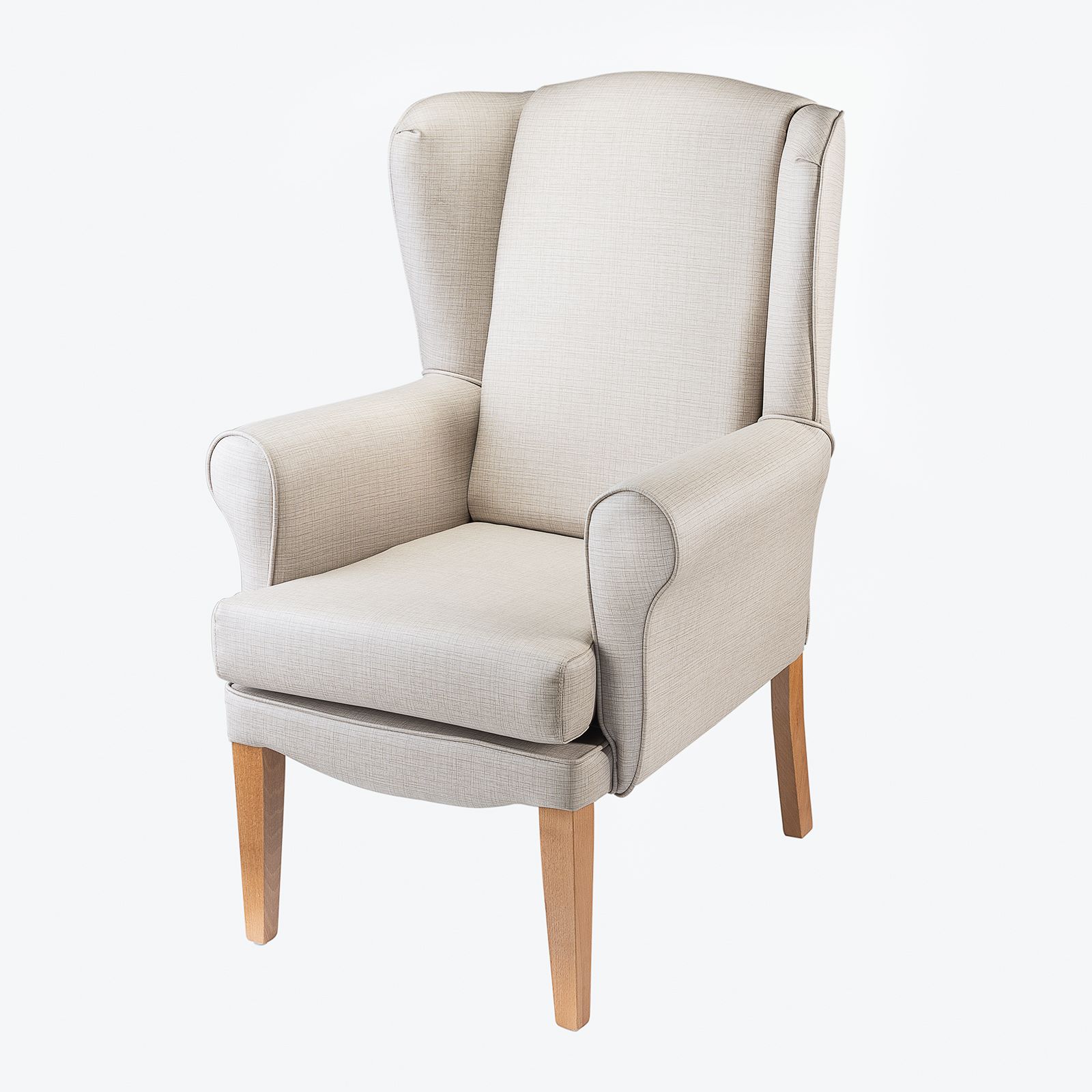 SANCTUARY COLLECTION - Retreat Armchair, Tapered Leg, Wood Finish Oak - Panaz Etch 837 Stone Vinyl 