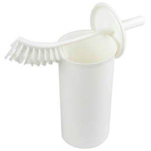 N7 Plastic Bent Handle Toilet Brush in Enclosed Holder