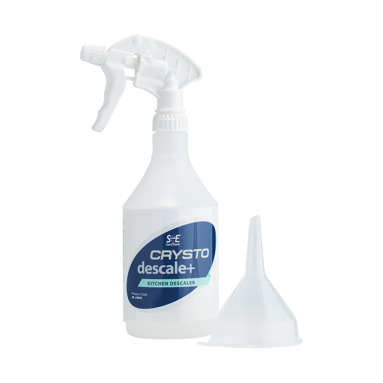 CRYSTO descale+ - Trigger spray bottle and 8cm funnel