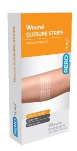 AEROPLAST Wound Closures 3x75mm - 50 pouches of 5 strips