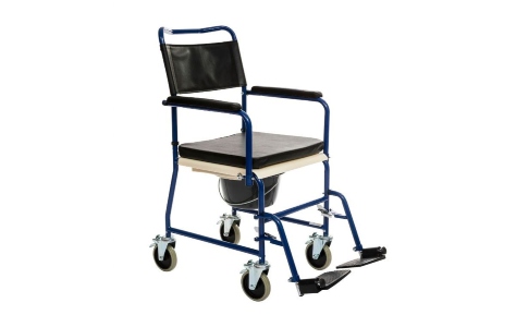 Mobile Commode - 2 Brakes, Detachable Arms & Push Handle (19 stone capacity, 18in wide)